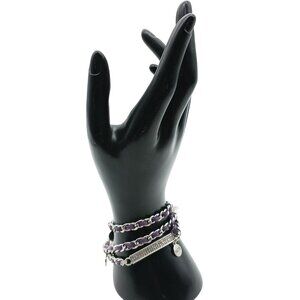 Premier Designs Silver & Purple Braided Chain Wrap Bracelet with Love & Faith